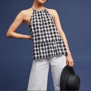 Anthropologie Cloth & Stone Gingham Peplum Blouse